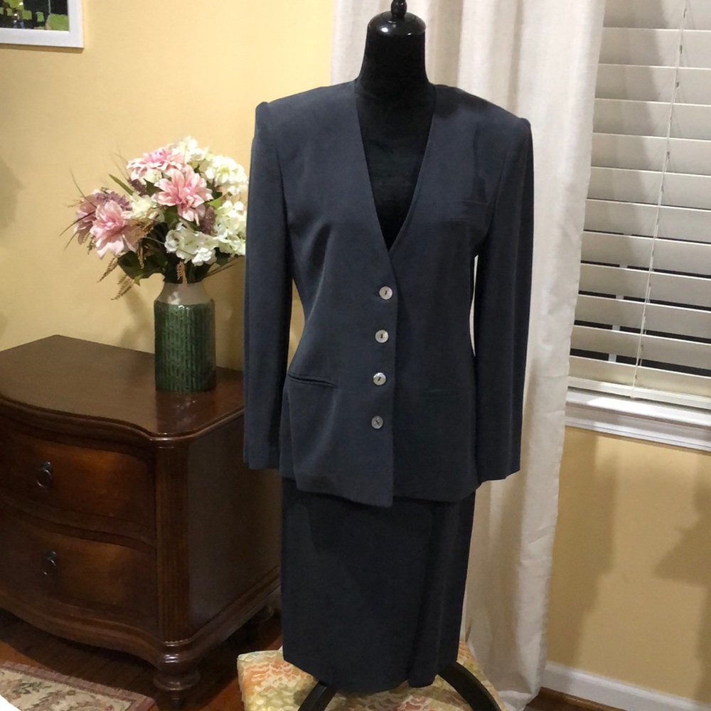 Rene Rowan Charcoal gray Silk suit